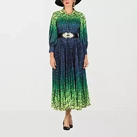 Giovanna Signature Womens 3/4 Sleeve Embellished Ombre Plus Fit + Flare Dress