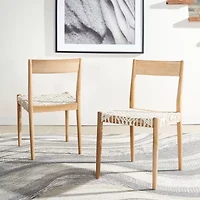 Pranit Dining Chair with Woven Leather Seat - Set of 2