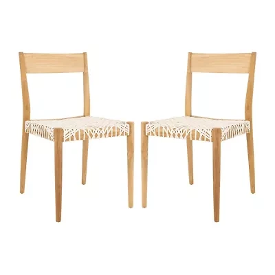 Pranit Dining Chair with Woven Leather Seat - Set of 2