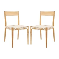 Pranit Dining Chair with Woven Leather Seat - Set of 2