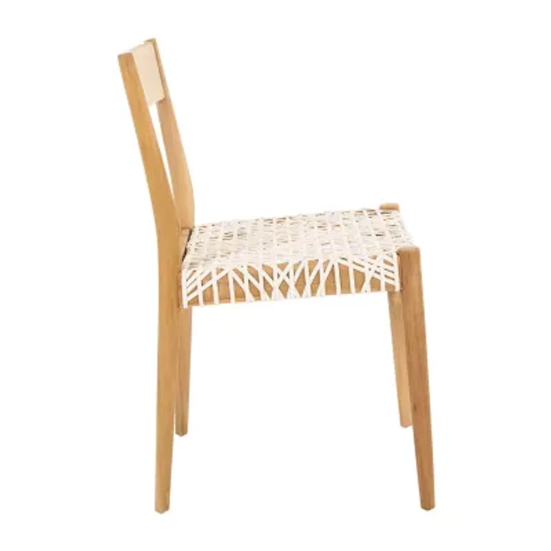 Pranit Dining Chair with Woven Leather Seat - Set of 2