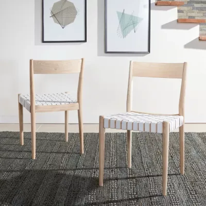 Eluned Dining Chair with Basket Woven Seat - Set of 2