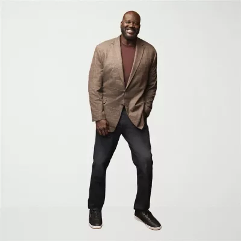 Shaquille O'Neal XLG Mens Big and Tall Plaid Stretch Fabric Classic Fit Sport Coat