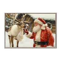 Streamline Art Santa With Reindeer Canvas Art