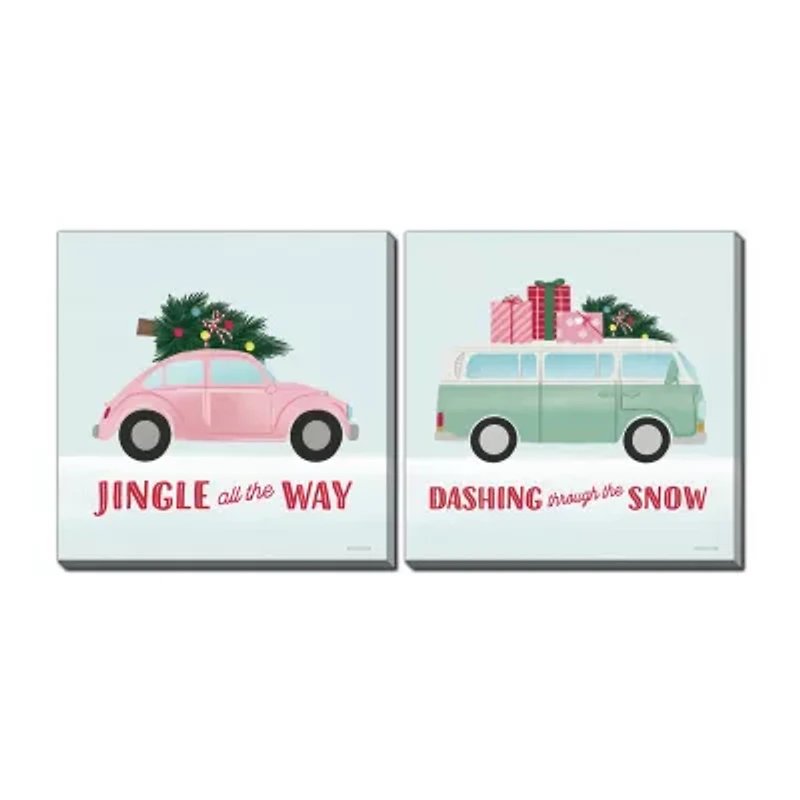 Streamline Art Holiday Rides Set Canvas Art