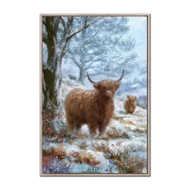 Streamline Art Snowy Cattle Canvas Art