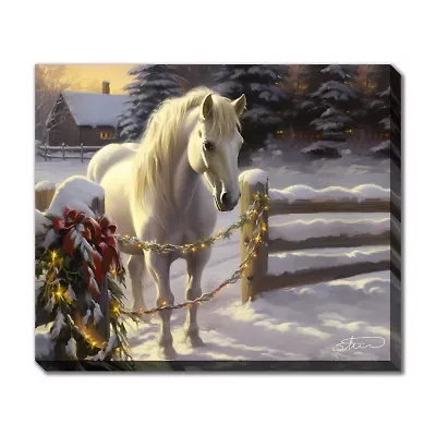 Streamline Art White Horse Canvas Art
