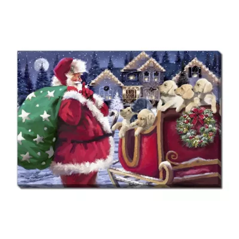 Streamline Art Puppy Sleigh Canvas Art