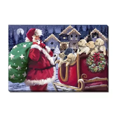 Streamline Art Puppy Sleigh Canvas Art