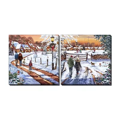 Streamline Art Winter Strolls Set Canvas Art