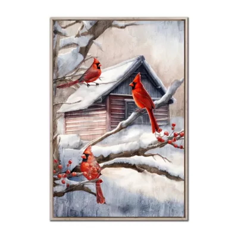 Streamline Art Cardinals In Winter Canvas Art