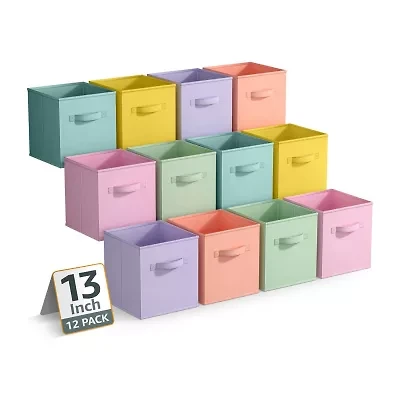 Sorbus 13 Inch 12 Pack Sturdy Collapsible Fabric Storage Cubes With Handle - For Organizing Clothes, Toys, Books, Shelves & More Storage Cube