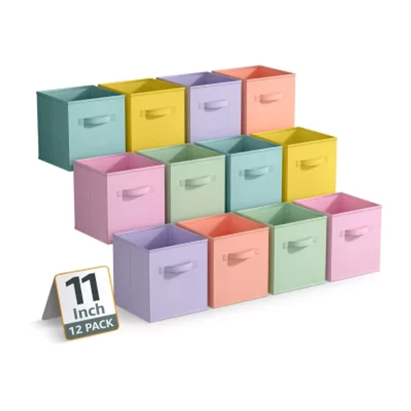 Sorbus 11" 12 Pack Sturdy Collapsible Fabric Cubes With Handle Storage Cube