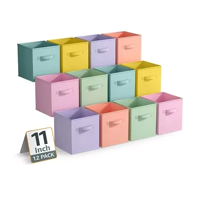 Sorbus 11" 12 Pack Sturdy Collapsible Fabric Cubes With Handle Storage Cube