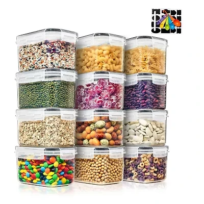 Sorbus 12 Pack (0.8l/27.05 Oz) Airtight Food Storage Containers With Locking Lids, Measuring Spoons & Labels 12-pc. Food Container