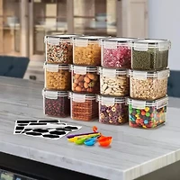 Sorbus 12 Pack (0.8l/27.05 Oz) Airtight Food Storage Containers With Locking Lids, Measuring Spoons & Labels 12-pc. Food Container