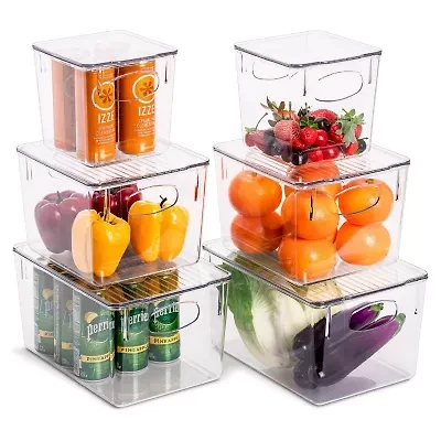 Sorbus Variety Pack Clear Acrylic Storage Bins With Handles And Lids - For Kitchen, Cabinet Organizer, Pantry & Refrigerator 12-pc. Storage Bin