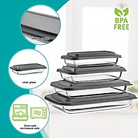 Sorbus Sorbus 8-Piece Deep Glass Baking Dish Set With Lids - Versatile, Durable, Oven-Safe, & Dishwasher-Safe For Easy Baking, Storing, & Serving 8-pc. Food Container