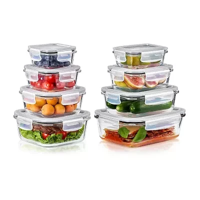 Sorbus Sorbus 16-Piece Glass Food Storage Containers With Lids - Airtight, Microwave, Fridge, Dishwasher, Oven Safe, Bpa-Free, Stackable, Meal Prep Containers 16-pc. Food Container