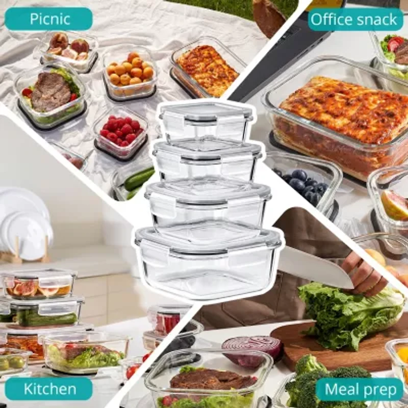 Sorbus Sorbus 16-Piece Glass Food Storage Containers With Lids - Airtight, Microwave, Fridge, Dishwasher, Oven Safe, Bpa-Free, Stackable, Meal Prep Containers 16-pc. Food Container