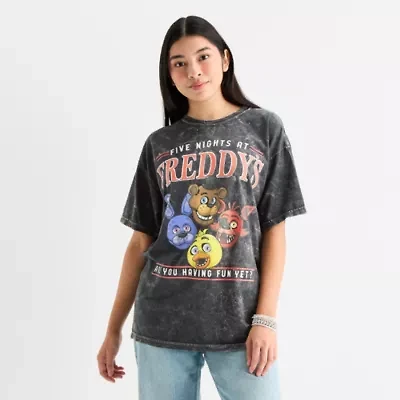 Five Nights At Freddy'S Oversized Tee Womens Crew Neck Short Sleeve Juniors Graphic T-Shirt