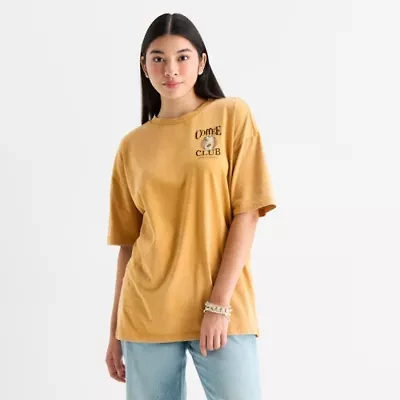 New World Brew Heaven Coffee Club Womens Crew Neck Short Sleeve Juniors Graphic T-Shirt