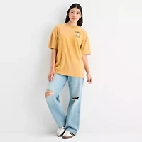 New World Brew Heaven Coffee Club Womens Crew Neck Short Sleeve Juniors Graphic T-Shirt