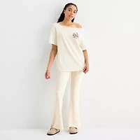 Grayson Threads, The Label Girls Night Off Shoulder Oversized Womens Juniors Crew Neck Short Sleeve Hello Kitty Graphic T-Shirt