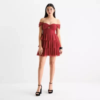 Emerald Sundae Womens Short Sleeve Juniors Fit + Flare Dress