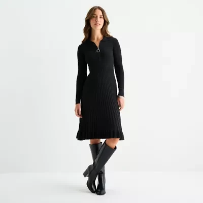 Robbie Bee Womens Long Sleeve Sweater Dress