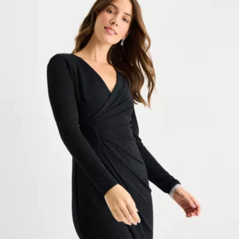 Jessica Howard Womens Long Sleeve Sheath Dress