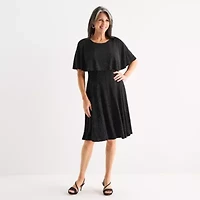 Danny & Nicole Womens Short Sleeve Dots Fit + Flare Dress