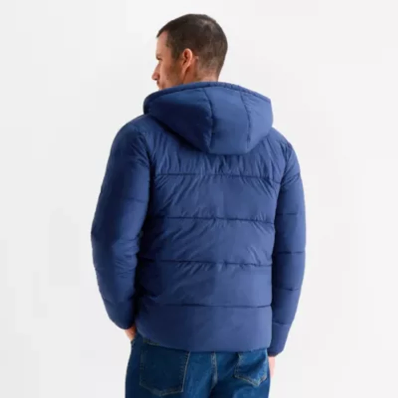 St. John's Bay Mens Hooded Water Resistant Midweight Puffer Jacket