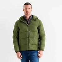 St. John's Bay Mens Hooded Water Resistant Midweight Puffer Jacket