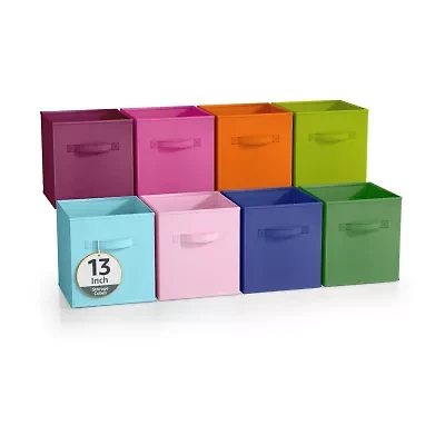 Sorbus 8 Pack 13" Clear Plastic Foldable Cubes With Handles Storage Cube