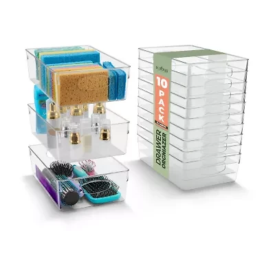 Sorbus 10 Pack Xlarge Clear Plastic Bins With Handle  - 10-pc. Storage Bin