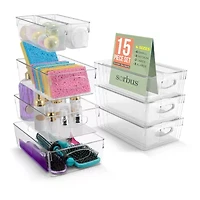Sorbus 15 Pack Clear Plastic Bins With Handle 15-pc. Storage Bin