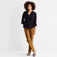 a.n.a Womens Long Sleeve Cuffed Regular Fit Tall Button-Down Shirt