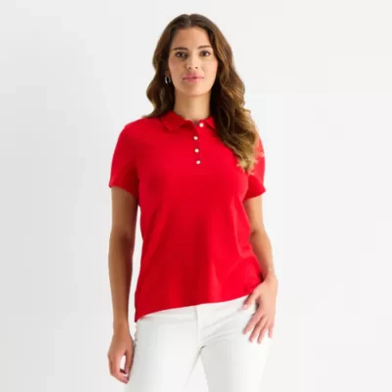 St. John's Bay Womens Tall Short Sleeve Polo Shirt