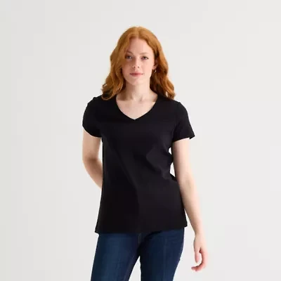 St. John's Bay Womens V Neck Short Sleeve T-Shirt