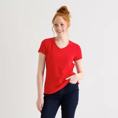 St. John's Bay Womens V Neck Short Sleeve T-Shirt