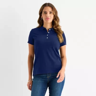 St. John's Bay Womens Short Sleeve Polo Shirt