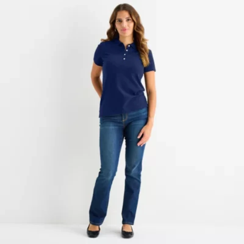 St. John's Bay Womens Short Sleeve Polo Shirt