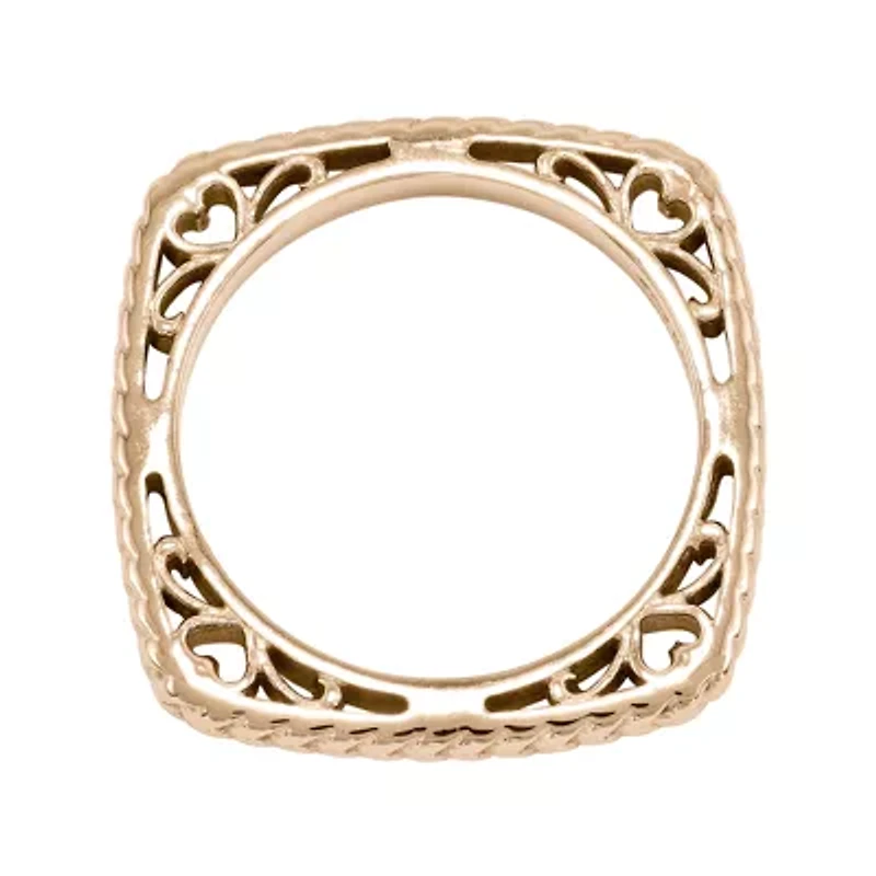 Personally Stackable 18K Rose Gold Over Sterling Silver Textured Square Ring