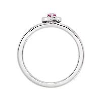 Personally Stackable Sterling Silver Lab-Created Pink Sapphire Heart Ring