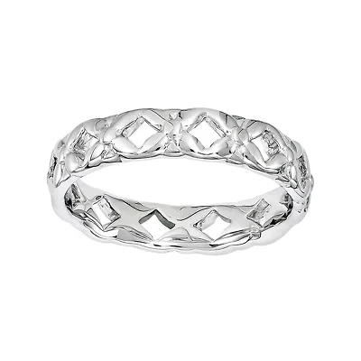 Personally Stackable Sterling Silver Carved Ring