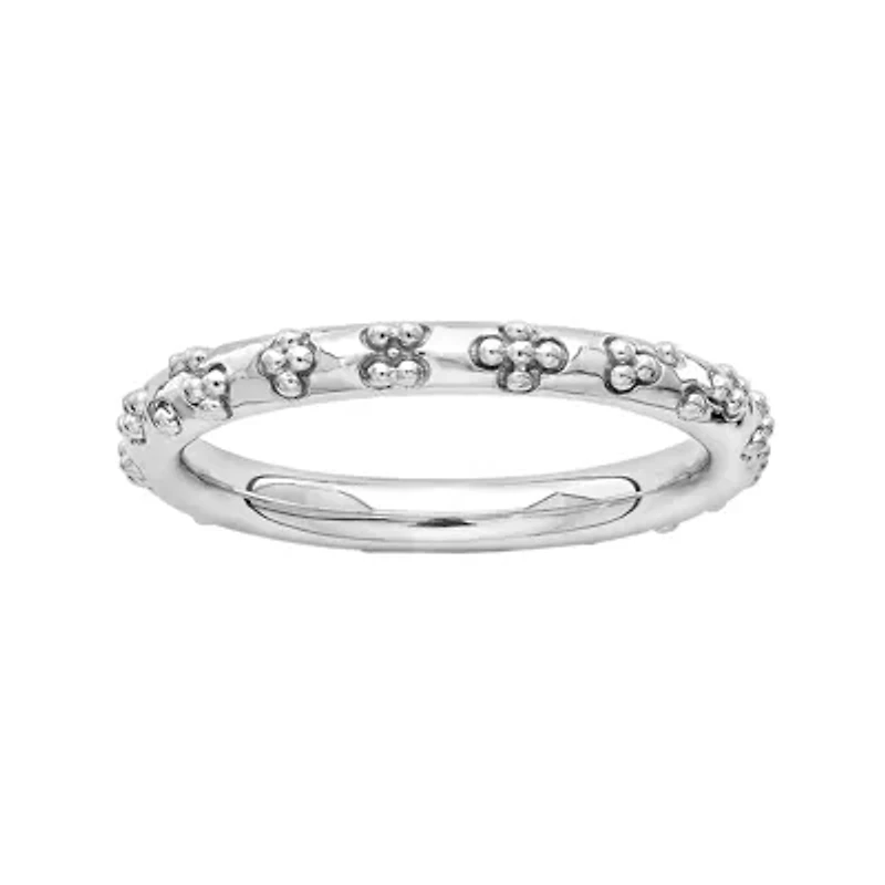 Personally Stackable Sterling Silver Flower Stackable Ring