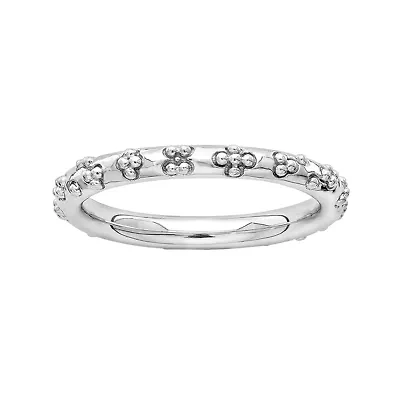 Personally Stackable Sterling Silver Flower Stackable Ring
