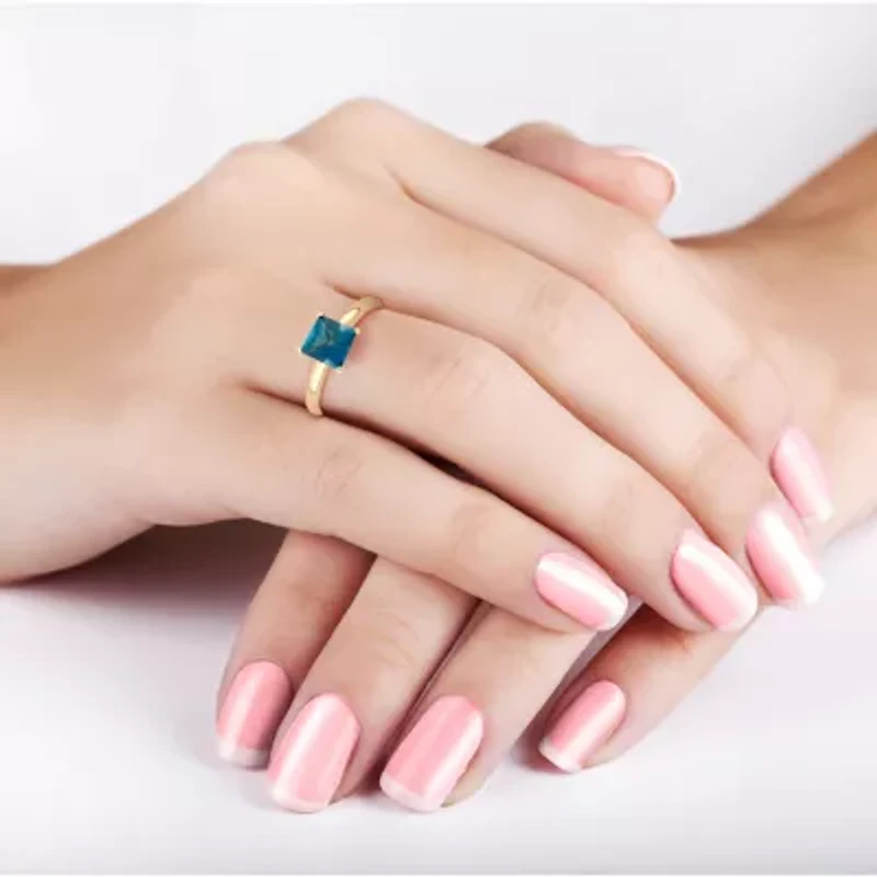 Womens Genuine Blue Topaz 10K Gold Solitaire Cocktail Ring