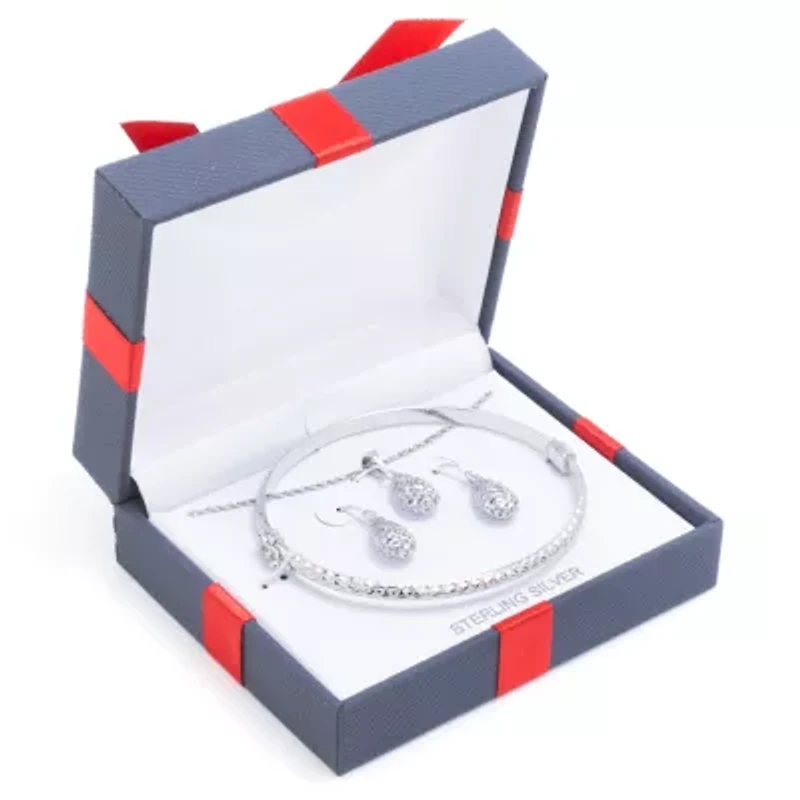 Diamond Cut Womens Sterling Silver 3-pc. Jewelry Set